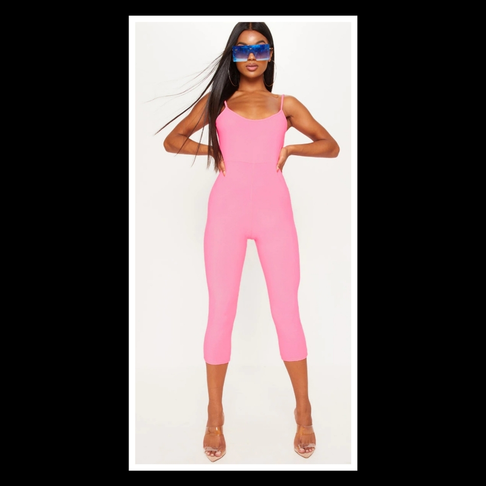 💋PRETTY LITTLE THING NEON PINK STRAPPY UNITARD!!!